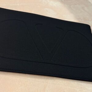 Valentino Black Embossed V Logo Pouch